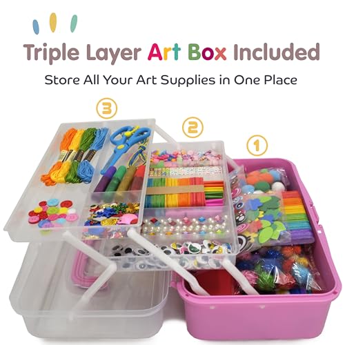 Olly Kids Art Kit, Arts & Crafts Supplies Set for Kids Ages 4-8 - color: Pink