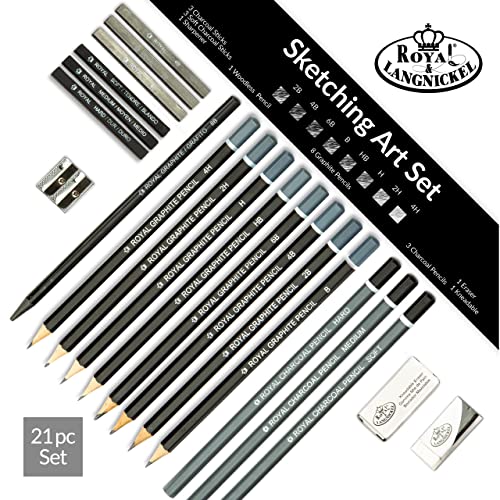 Royal & Langnickel RART-200 Essentials Sketching Pencil Set, 21-Piece - color: Multicoloured
