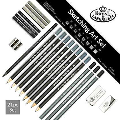 Royal & Langnickel RART-200 Essentials Sketching Pencil Set, 21-Piece - color: Multicoloured