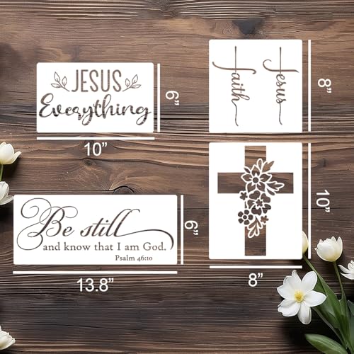 Christian Stencils for Painting Bible Verse Stencil | Reusable Motivational Religious Stencils for Painting on Wood Sign Fabric Canvas DIY Crafts - style: Christian