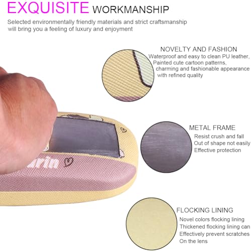 Cute Eyeglass Cases Hard Shell Storage Case Protective Box With Glasses Cloth Adjustable Glasses Strap Ear Grips Hook - color: Set3-1