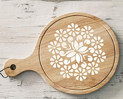 DLY LIFESTYLE Boho Flower Stencil for Painting on Wood, Canvas, Paper, Fabric, Walls and Furniture - 6x6 Inches - Reusable DIY Art and Craft Stencil - color: Rangoli 7"x7"