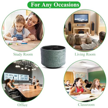 Round Leather Art Supply Organizer,Remote Control Holder,360 Degree Spinning,Multi-Functional Pencil Holder,4 Compartments Desktop Stationary Organizer(1-Carved Cooper Green) - color: 1-Carved Cooper Green