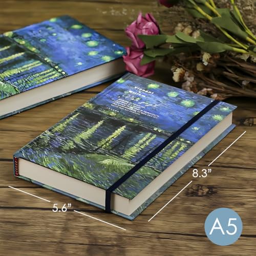 Art Journal, Sketch book, Blank Notebook, 130gsm, Thick Paper Sketchbook, A5, Hardcover Drawing Notebook, Blank Page Journal, Lay Flat, Unlined, Van Gogh Starry Night Over the Rhone - color: A5-Rhone