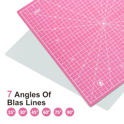 17"x17" Rotating Cutting Mat, Self Healing Mat with 360-Degree Rotation & Anti-Slip Base, Sewing Board Cutting Mat Perfect for Fabric Quilting Leather Hobby Project, Pink - color: Pink, size: 17"L x 17"W