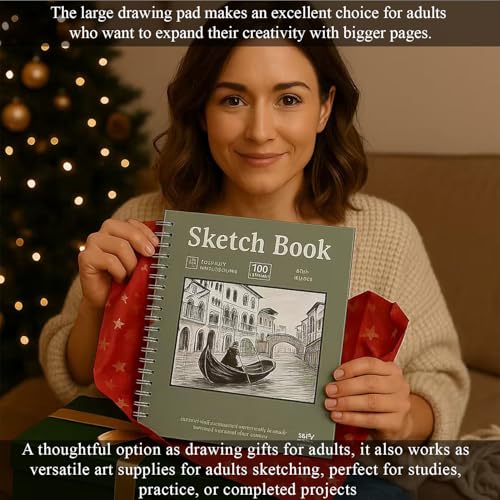 SuFly 11x14 Sketchbook, 100 Sheets Hardcover Sketch Book, 68lb/100gsm Artist Paper, Drawing Books for Teens & Art Gifts. - color: Green, size: 11-x-14-inch:1 Pack