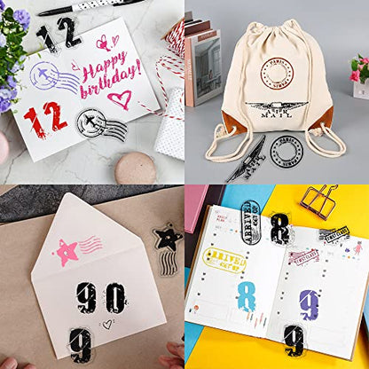 4 Themes 34Pcs Clear Stamps, Retro Rubber Clear Stamp, Transparent Silicone Stamps Seal for DIY Scrapbooking Card Making Decoration, Style A - style: Style A