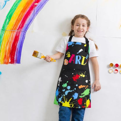 Artist Apron for Kids, Waterproof Painting Apron with Pocket | Artist Costume for Kids, Artist Painter Lover Gifts for Boys and Girls Art Student, Artist, Painter, Black, ART