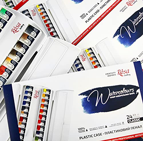 Watercolor Paint Set Rosa Gallery 24 full pans, Plastic case, Extra fine professional watercolours