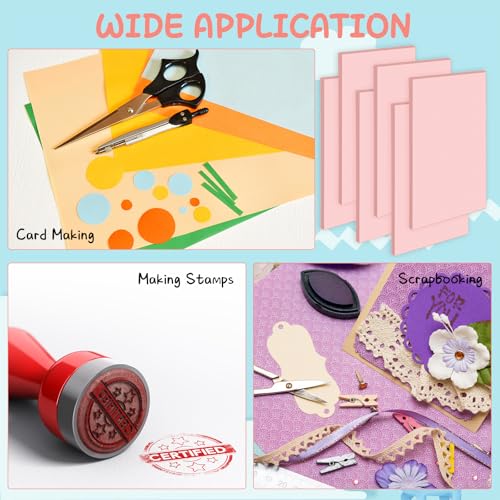 Frienda 40 Pcs 4"x6" Rubber Carving Blocks Linoleum Block Stamp Making Kit Soft Rubber Carved Brick for Stamp Maker Printmaking Supplies Craft Project(Pink) - color: Pink