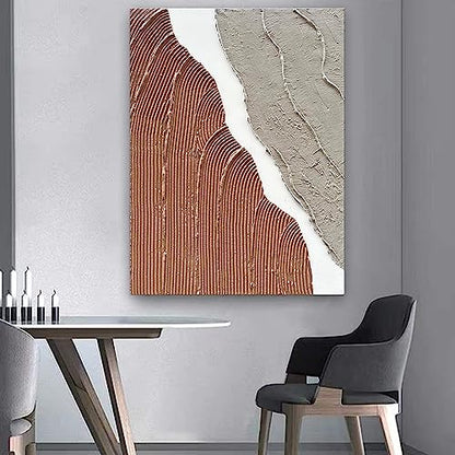 Limiyer Art Hand painted Modern Abstract Art Oil painting White and brown Thick texture canvas Art Oil painting Living Room Bedroom Office Wall Art Deco 40x28 inches - color: YI022