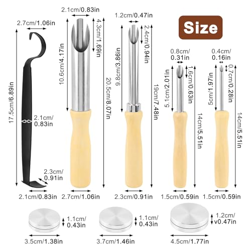 8PCS Pottery Trimming Tools Set | Double Ended Pottery Tool with 4 Sizes Circular Clay Hole Cutters & 3 Throwing Trimming Spinner Tools for Clay Trimming