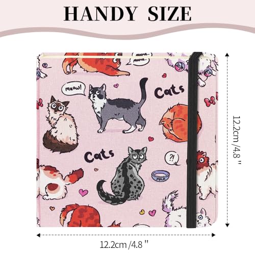 5x5 Pocket Sketch Book,80gsm Hardcover Art Sketchbook for Drawing Journal | Cloth Cover,80gsm Blank Paper,96Sheets,Lay-Flat,Portable Travel Creation Paint Diary Memo Planner,Dry MediaPink Cat - color: Cloth Cover-4.8x4.8in-Pink Cat
