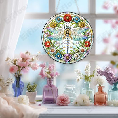 Eiflow Acrylic Diamond Art Hanging Kit for Adults, DIY Diamonds Painting Door Hanging Board Kit, Special Crystal Diamond Art Painting Pendant Ornament (Dragonfly) - color: Dragonfly