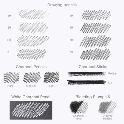 ARTISTIC EYE Premium Drawing and Sketching Pencil Art Set (20 Items): Complete Kit with Graphite Pencils, Charcoal Pencils, Sticks, Blending Stumps, Erasers, and Sharpeners