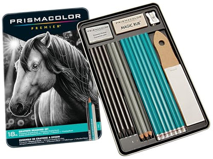 Prismacolor Premier Graphite Drawing Pencils With Erasers & Sharpeners, Adult Coloring, 18-Piece Set - style: Graphite Drawing Set