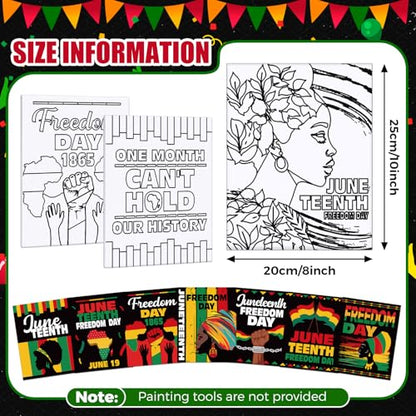Sherr 20 Pcs Stretched Pre Drawn Canvas Afro Queen Black Art for Painting for Adults Outline Pre Drawn Stretched Cotton Canvas to Paint Party Set, 8 x 10''(Juneteenth) - style: Juneteenth