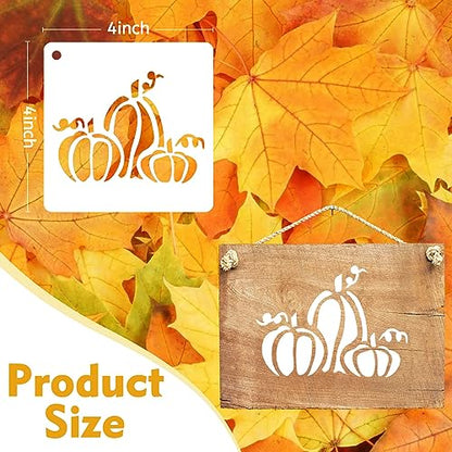 50 PCS Fall Painting Stencils Reusable Fall Stencils for Painting on Wood Rocks Canvas Fabric Glass Pottery 4x4 Inch - color: Fall