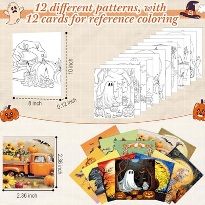 Sherr 12 Pcs Pre Drawn Canvas for Adults,Halloween,8 x 10 Inch - size: 8 x 10 Inch, style: Halloween