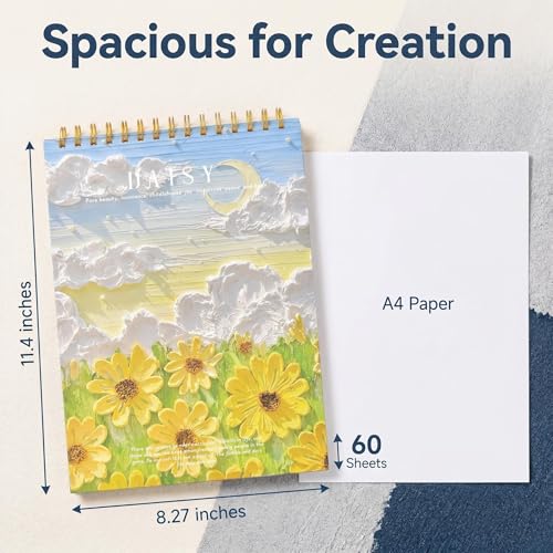 Sketch Book for Kids 8.27 x 11.4 Inch Hardcover Spiral Bound Sketch Pad, 60 Sheets 130gsm Thick Paper, Art Drawing Book for Children Sketch Book（ 1PCS） - color: Cloud
