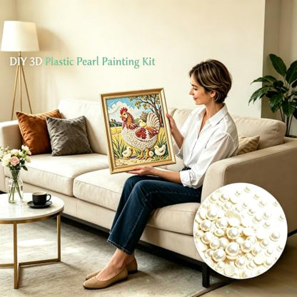Pearl Diamond Painting Kits for Adults,3D Diamond Art for Chicken 12×16 in - color: PL04-1
