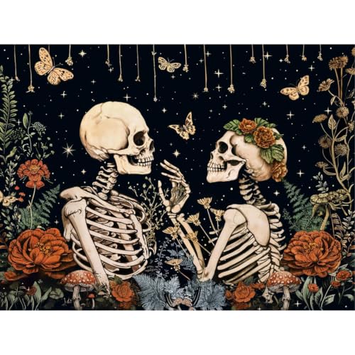 KICHANG Skull Diamond Art Kits for Adult Diamond Painting Kit for Beginner | Skeleton 5D DIY Diamond Dots Full Drill Crafts for Gem Art Dot Art for Adults Home Wall Decor for Teens Boys Girls 12x16 inch - color: DP04602