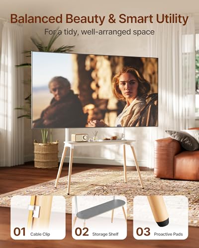 4-Leg Easel TV Stand for 49-86" TVs, 110 lbs, White - color: White, size: 49–86 Inch TVs