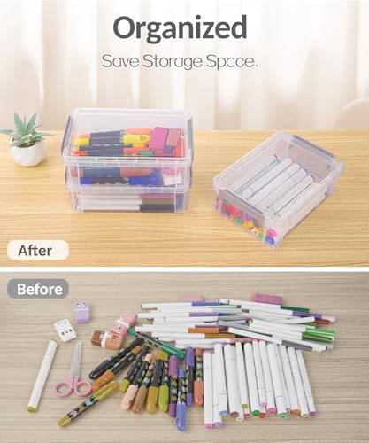 Sooez 12 Pack Extra Large Pencil Box, Plastic Pencil Case Crayon Box - color: Multi, size: Large (Pack of 2)