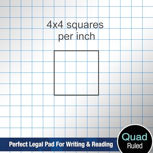 Woodlake Graph Paper Pads 8.5 x 11, 4x4 Quad Ruled, Premium Thick Paper Made In USA, No Ink Bleeding, 50 Sheets Per Pad,6 pack, Micro-Perforated Graph Paper Notebook - color: White, size: 8.5 x 11 Graph Ruled