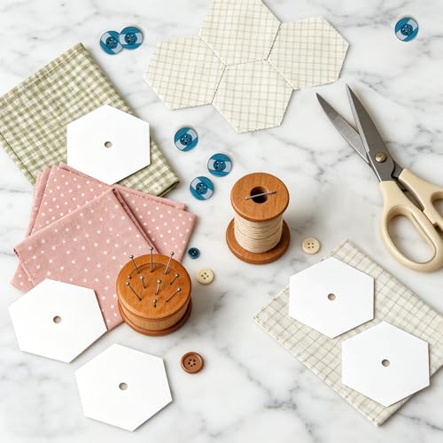 600 PCS Hexagon Piecing Paper Templates, 1.25" White Paper templates, Quilting Templates Accessories for DIY Patchwork Crafts and Sewing Supplies﻿ - size: 1.25 Inch-600pcs Hexagon