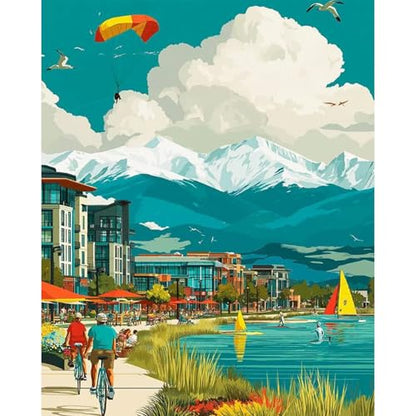 Paint by Numbers Kit for Adults, Mountain Lake DIY Painting Kit, 16x20 Inch - color: CYOP1P05
