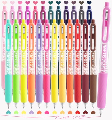 Acrylic Gel Pens For Coloring, 24 Colors Retractable Colored Pens - color: 24PCS