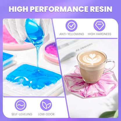 LET'S RESIN 34oz Crystal Clear Epoxy Resin, Casting Resin for Beginners | 2 Part Resin and Hardener for Crafts, Bubble Free & Low Odor, Anti-Yellowing, Casting Molds, Jewelry, Art, Easy to Mix - size: 34oz
