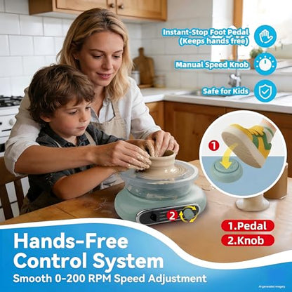 Jasthorine Pottery Wheel for Kids, Arts and Crafts Toy Kit, Ages 6-12 | Kids Pottery Wheel Kit for Creative Air-Dry Clay Craft Projects, Arts & Crafts Toy & Birthday Gift for Girls & Boys Ages 6-12