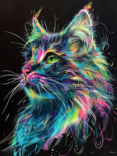 Xoaoes Cat Diamond Art Kits for Adults, Animals 5D Diamond Painting Kits | DIY Gem Painting, Crafts for Adults, Dimond Art Paintings Kit, Full Drill Diamond Dot for Home Wall Decor 12 X 16 Inch - color: CM037