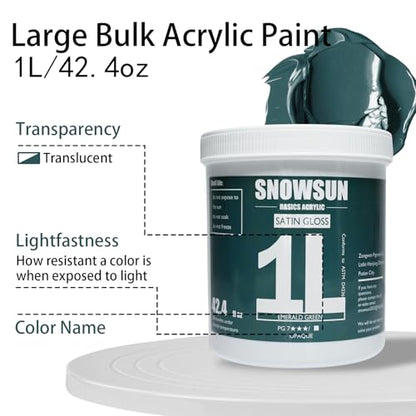 SNOWSUN Heavy Body Acrylic Paint, 1L (40oz) Bulk Emerald Green - Artist Grade Thick Paint for Canvas, Wood, Ceramic & Crafts - color: Emerald green