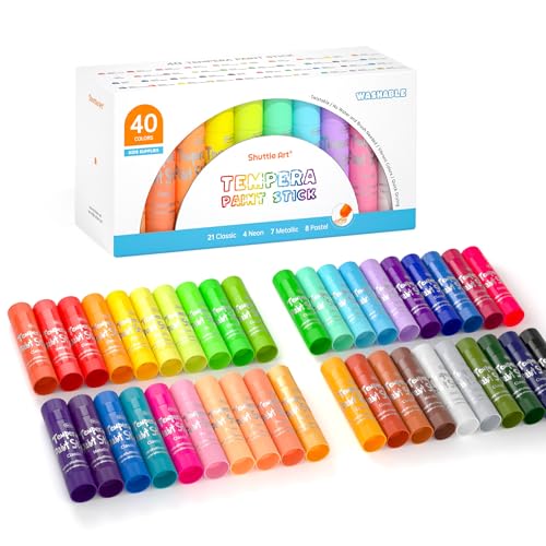 Tempera Paint Sticks, 40 Colors Solid Tempera Paint for Kids, Super Quick Drying, Works Great on Paper Wood Glass Ceramic Canvas - color: 40 Colors