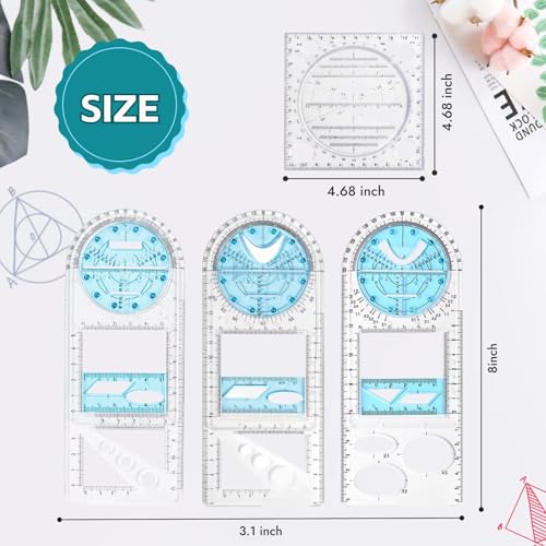 4PCS Multifunctional Geometric Rulers Engineering Ruler for Drawing,School Tool,Office Supply