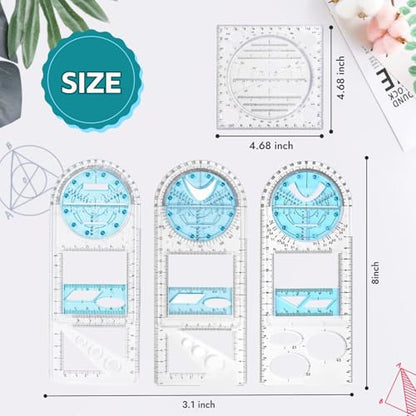 4PCS Multifunctional Geometric Rulers Engineering Ruler for Drawing,School Tool,Office Supply