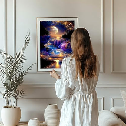 TLIOBLO 6 Packs Landscape Diamond Art for Adults, 5D DIY Diamond Painting Fantacy Kits for Beginners, Full Drill Round Diamond Art Pictures Craft Gifts 30X40cm - color: Landscape Moon