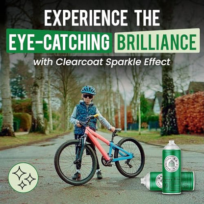 Spray.Bike Keirin Flake Finishing Coat - Matataku Green, 400ml | Metal Flake Spray Paint Coating | Glitter Spray Paint Topcoat for Steel, Aluminum - color: Flake Green