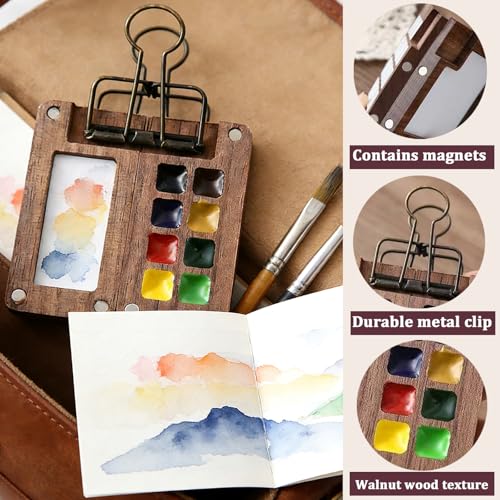 Mini Watercolor Paint Travel Set 12 Colors Portable Pocket Palette - color: 8 Grids