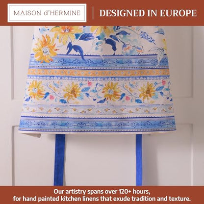 Maison d' Hermine Aprons for women with Pocket 100% Cotton (27.50"x31.50") | Adjustable Neck Strap & long ties Apron Men Chef Wedding Cooking Gardening Server Maid - color: 006 - Girassol