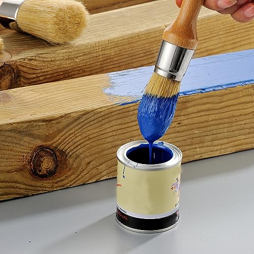 Chalk Paint Brush Set 4Pcs, Wax Brush, Large 2 in & Small 1 Inches Flat and Round Paintbrush, Stencil Brush, Chalk Paint Brushes for Furniture, Home Decor, Art, Crafts, Milk Paint, DIY Painting, Blue - size: 2PCS-Large + 2PCS-Small