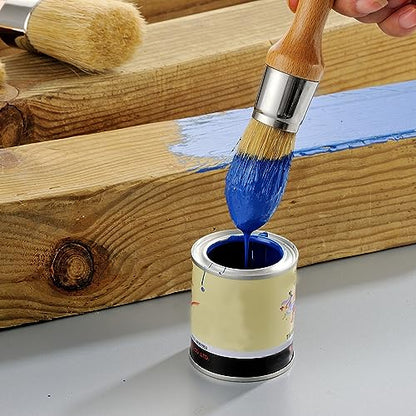 Chalk Paint Brush Set 4Pcs, Wax Brush, Large 2 in & Small 1 Inches Flat and Round Paintbrush, Stencil Brush, Chalk Paint Brushes for Furniture, Home Decor, Art, Crafts, Milk Paint, DIY Painting, Blue - size: 2PCS-Large + 2PCS-Small