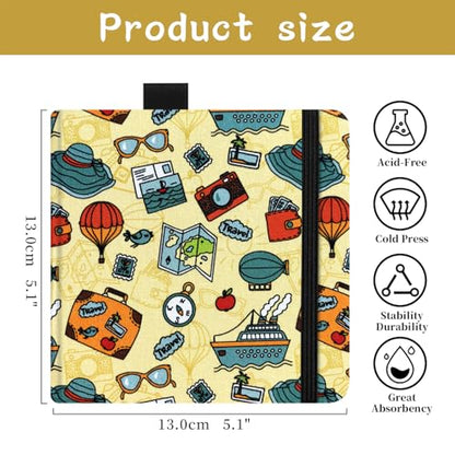 5x5" Watercolor Sketchbook,Mixed Media Pad,Travel Portable Drawing Journal | 140LB/300gsm 20Sheets/40Pages Watercolor Paper,Cold Press,Cloth Fabric Hardcover,Sewing Binding,Lay-Flat.Travel - color: 300gsm-Travel