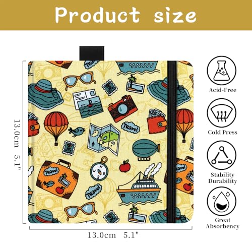 5x5" Watercolor Sketchbook,Mixed Media Pad,Travel Portable Drawing Journal - color: 300gsm-Travel