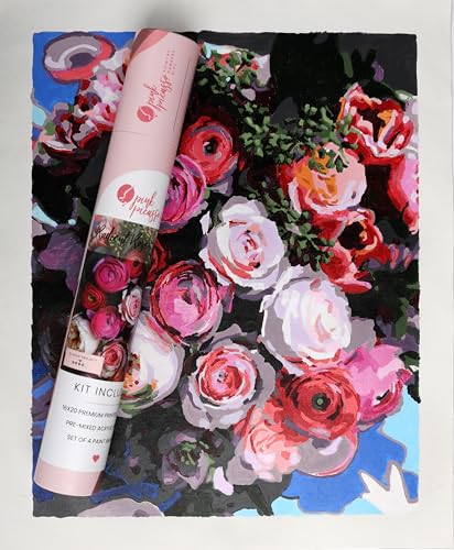 Pink Picasso Paint by Number Kit, for Adults & Teens,16x20, Radiant Rose | Botanical Floral Collection, Acrylic Paints and Brushes included, Pre-printed high quality canvas, DIY art kit, Gift-ready - color: Radiant Rose