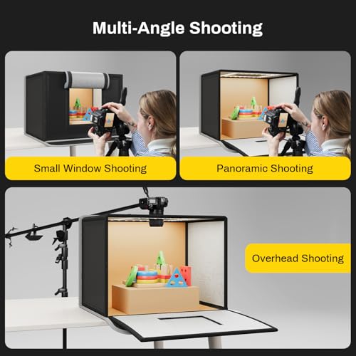 24W Light Box with Adapter, 16"x12" Lightbox for Product Photography | Dimmable LED Lights(CRI>97, 5500K), 6 Anti-Wrinkle Backdrops, Multi-Angle Shooting, Portable&Quick Setup, Unique Front Cover - size: 16*12*12 inch