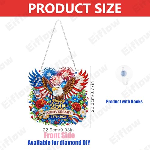 Eiflow Acrylic Diamond Art Hanging Kit for Adults, DIY Diamonds Painting Door Hanger Board Kit, Special Crystal Diamond Art Painting Pendant Ornament (250th) - color: 250th